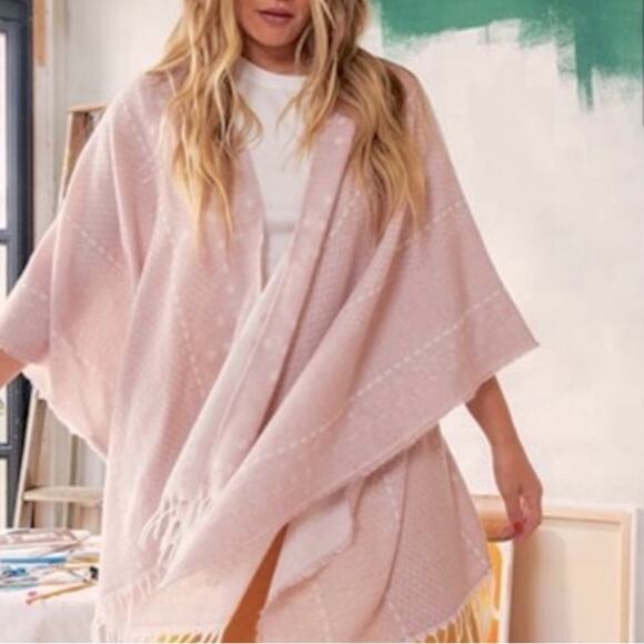 Gentle Fawn Accessories - Gentle Fawn Light Blush Pink Fringe Wrap Shawl